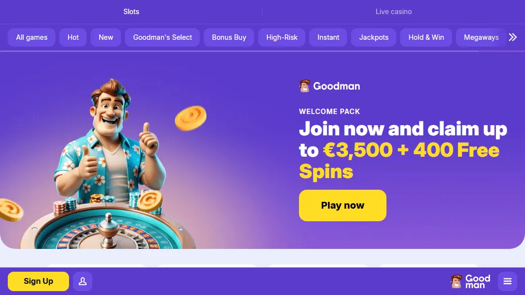 Goodman casino homepage top Goodman casino welcome bonus banner